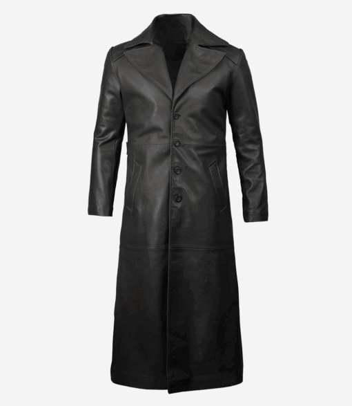 Men's Black Long Leather Duster Coat | Men's Leather Coat