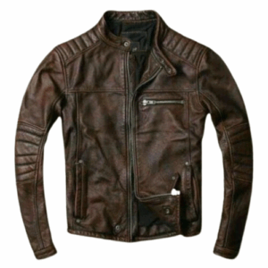 Mens Brown Cafe Racer Leather Jacket