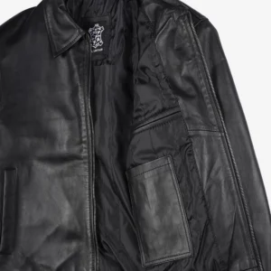 Mens Classic Harrington Black Real Leather Jacket