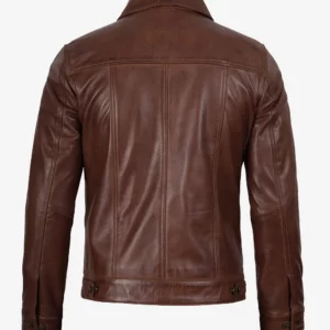 Men's Classic Shirt Style Trucker Leather Jacket