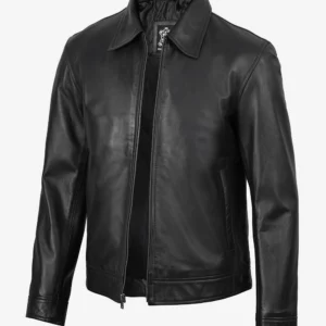 Mens Classic Harrington Black Real Leather Jacket