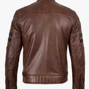Men’s Cognac Brown Cafe Racer Leather Jacket
