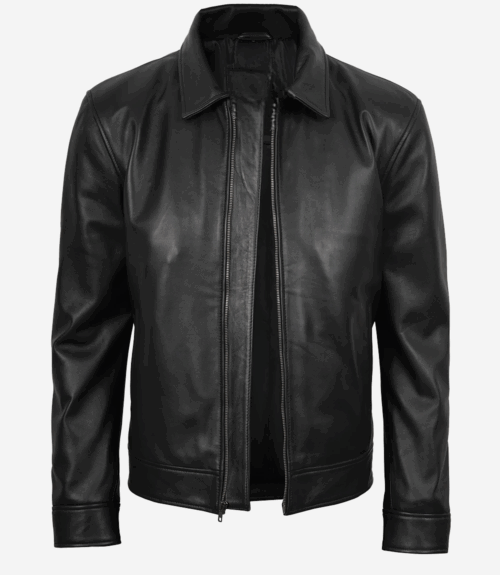 Men's Tony Black Leather Harrington Jacket
