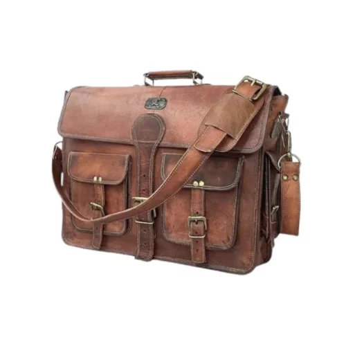 Men Brown Leather Messenger Bag