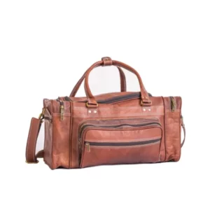 Vintage Brown Leather Travel Duffle Bag