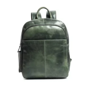 Luxury Italian Green Leather Backpack