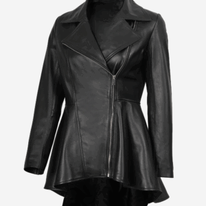 Clarissa Womens Black Peplum Leather Jacket