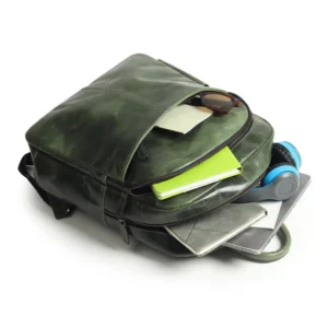 Luxury Italian Green Leather Backpack