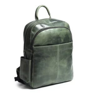 Luxury Italian Green Leather Backpack