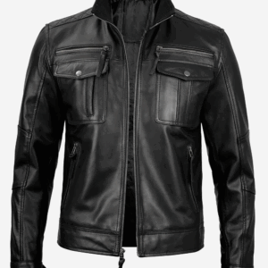 Men's Top Notch Black Biker Style Leather Jacket