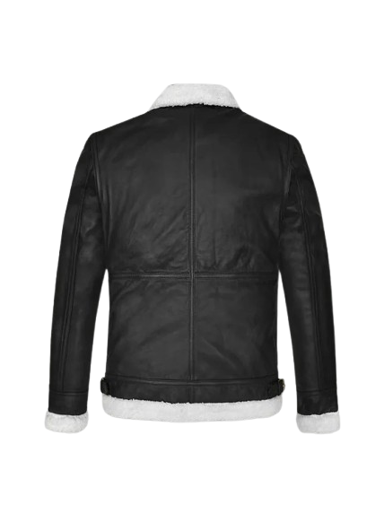 B3 Mens Aviator Black Leather Jacket