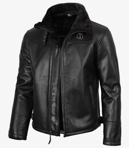 Men's B3 Bomber Black Shearling Leather Jacket