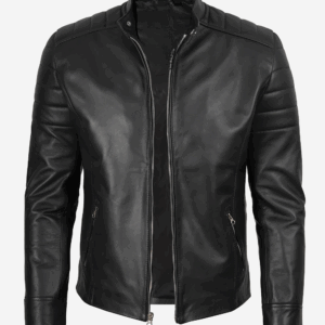 Men's Black Lambskin Leather Biker Style Jacket