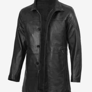 Mens Bristol Black Lambskin Leather Car Coat
