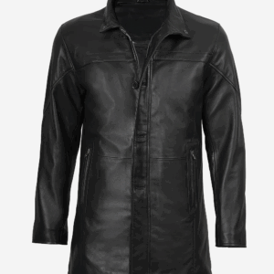 Mens Bristol Black Lambskin Leather Car Coat