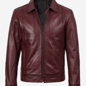 Mens Classic Burgundy Harrington Leather Jacket