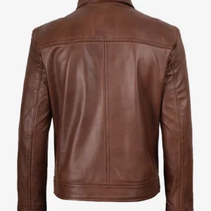 Mens Classic Harrington Borwn Leather Jacket