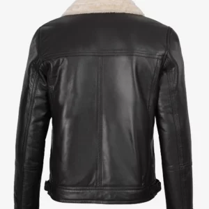 Men's Dark Brown Biker Style Shearling Leather Jacket