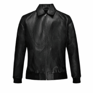 Mens Initials Black Leather Jacket