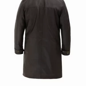 Mens 3/4 Length Dark Brown Leather Shearling Coat