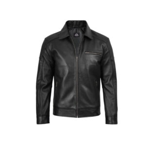 Men's Neville Harrington Black Lambskin Leather Jacket