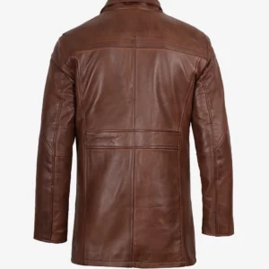 Mens Premium Brown Leather Car Coat