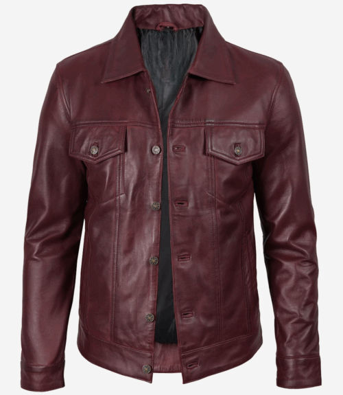 Men's Real Lambskin Leather Trucker Jacket
