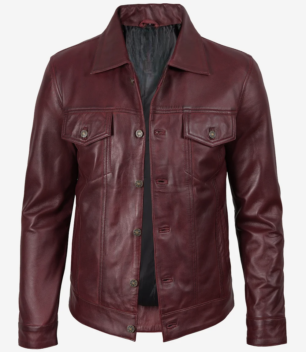 Men's Real Lambskin Leather Trucker Jacket
