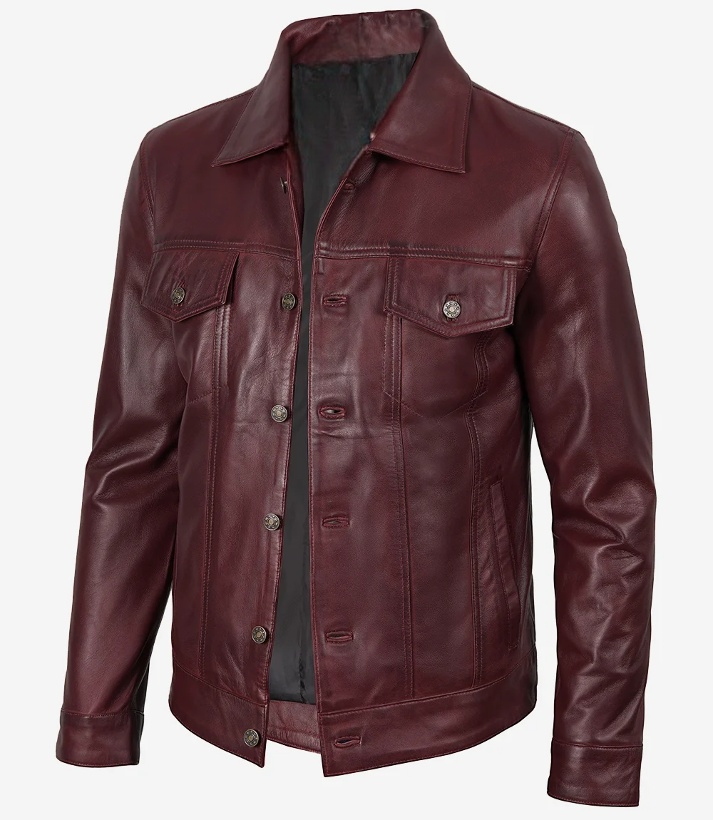 Men's Real Lambskin Leather Trucker Jacket