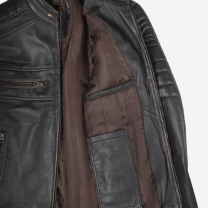 Mens Real Leather Distressed Brown Biker Style Jacket