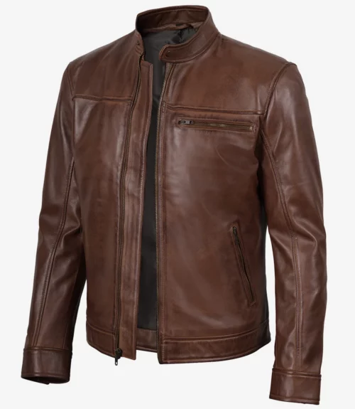 Mens Real Leather Biker Style Leather Jacket