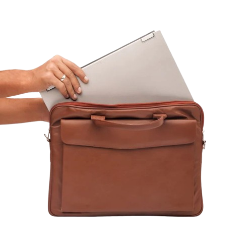 Parker Slim Tan Leather Laptop Bag