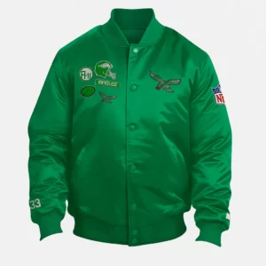 Philadelphia Eagles Starter Kelly Green Satin Varsity Jacket