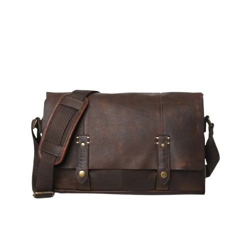 Walker Dark Brown Leather Messenger Bag