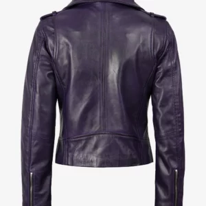 Women's Asymmetrical Lambskin Purple Biker Style Jacket