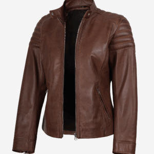 Women's Brown Biker Style Leather Jacket