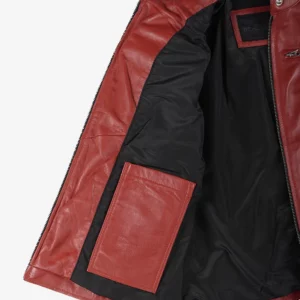 Womens Real Leather Red Biker Jacket