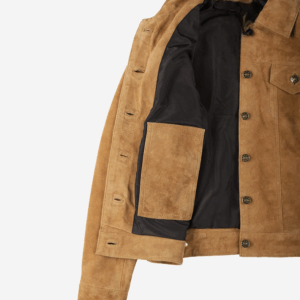 Women's Light Brown Suede Trucker Jacket