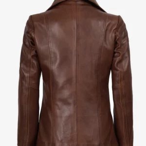 Women's Notch Lapel Two Button Leather Blazer