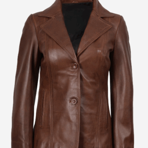 Women's Two Button Leather Blazer