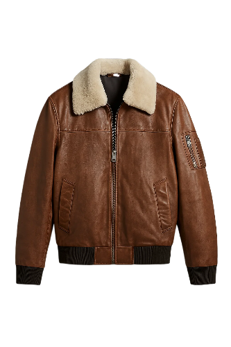 Ace Brown Bomber Leather Jacket