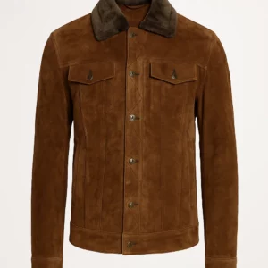 Dallis Brown Suede Shearling Trucker Jacket