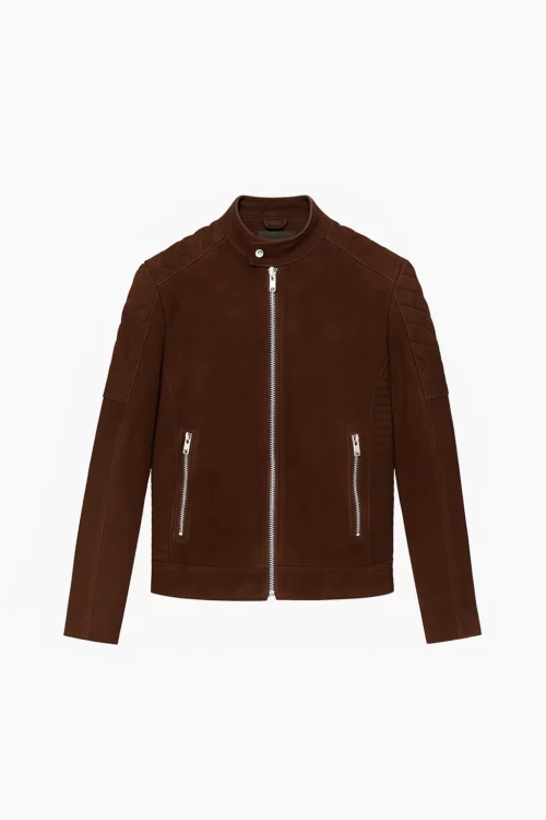 Fernando Quilted Brown Suede Biker Jacket
