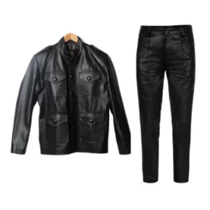 Jim Morrison Black Leather Jacket and Pants Set