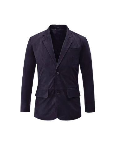 Men Dark Slate Purple Suede Leather Blazer