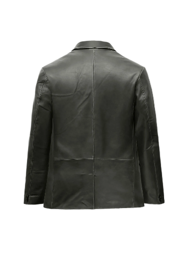 Mens Rubbed Charcoal Leather Blazer