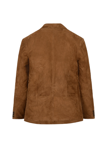Mens Soft Caramel Brown Suede Leather Blazer