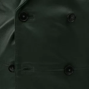 Mens Vintage Green Leather Blazer