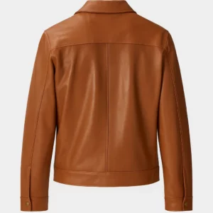 Mens Brown Harrington Bomber Leather Jacket