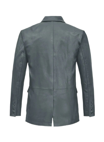 Mens Gray Sherpa Wax Leather Blazer
